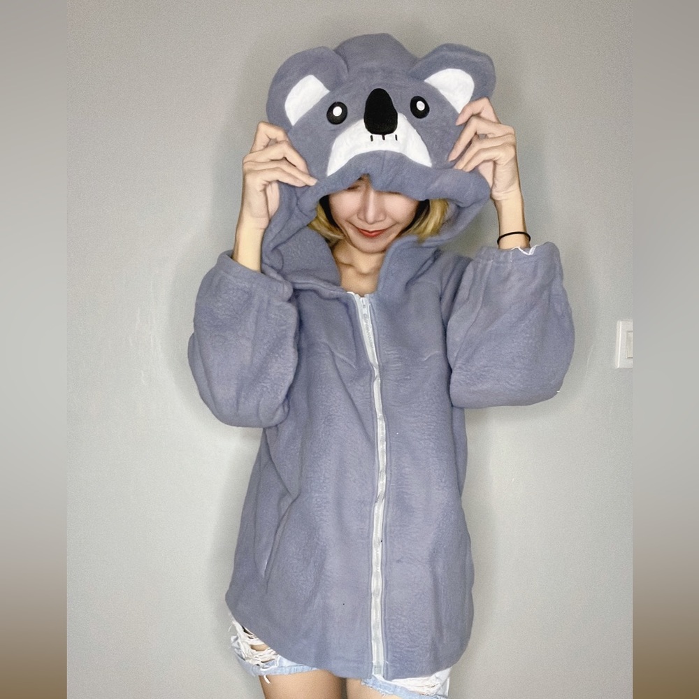 BRAND NEW! Purple blue sweater with cute bear on the hood